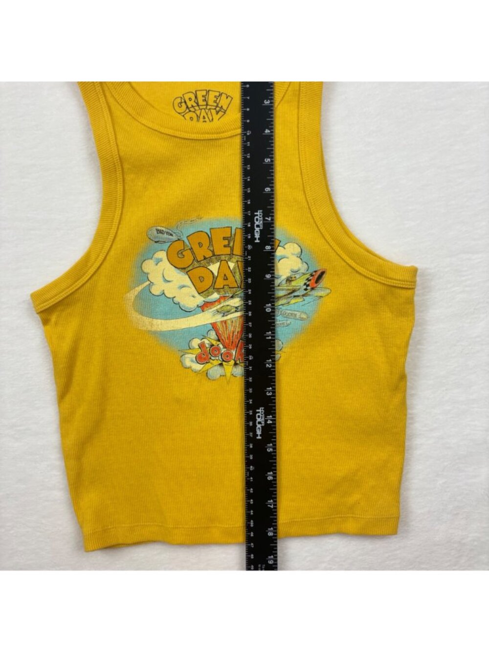 Green Day Dookie Yellow Baby Tank Top Small Band Merch Cotton Cropped - Picture 6 of 7
